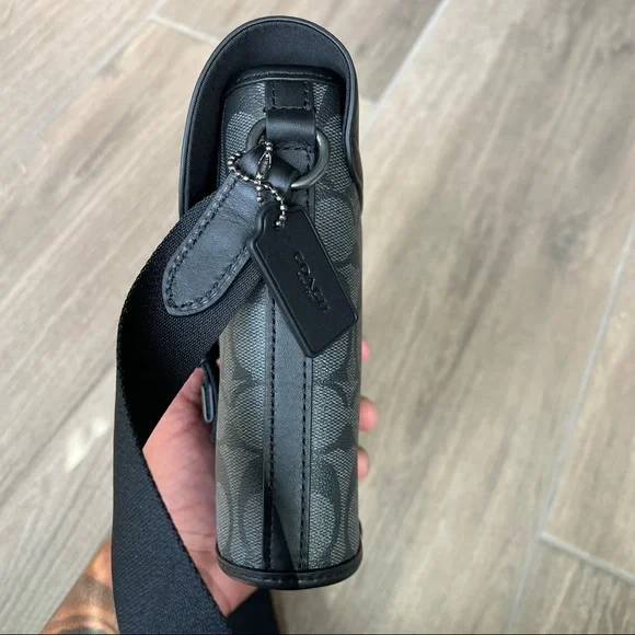 Coach Track Small Flap Crossbody In Signature Canvas - Picture 9 of 10